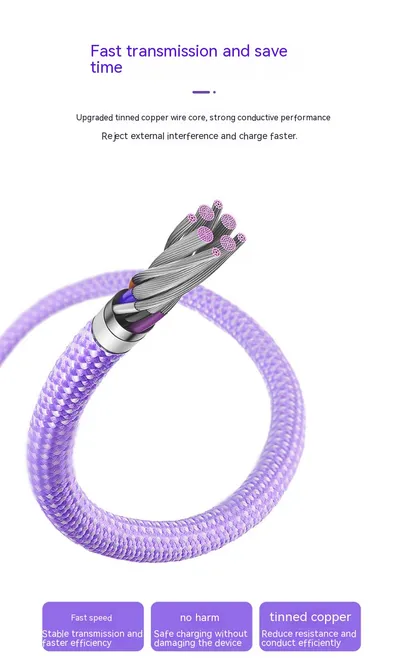 Quick Charge QC30 Charging Cable Nylon Braided Mobile Phone USB Cable With Indicator Light
