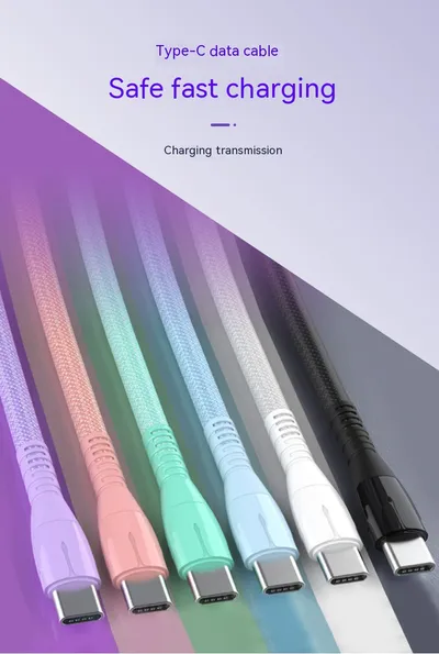 Quick Charge QC30 Charging Cable Nylon Braided Mobile Phone USB Cable With Indicator Light