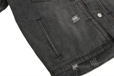 Ripped Distressed Denim Clothes Jacket Men's American Retro Design Sleeve Zipper Splicing Coat
