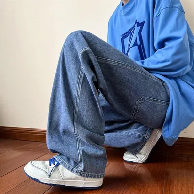بنطلون جينز مستقيم ممزق للرجال