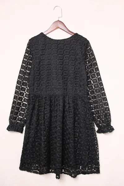 Lace Stitching Long Sleeve Dress Women