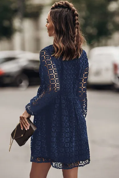 Lace Stitching Long Sleeve Dress Women