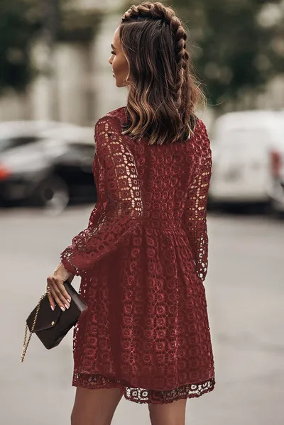 Lace Stitching Long Sleeve Dress Women