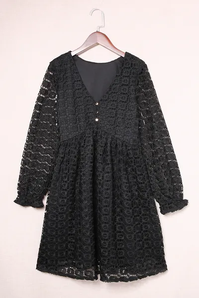 Lace Stitching Long Sleeve Dress Women