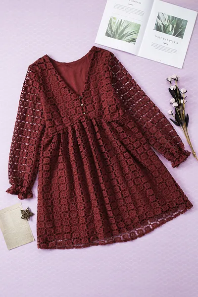 Lace Stitching Long Sleeve Dress Women