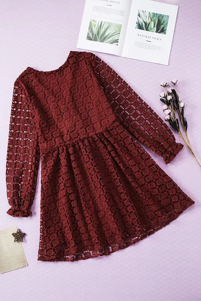 Lace Stitching Long Sleeve Dress Women
