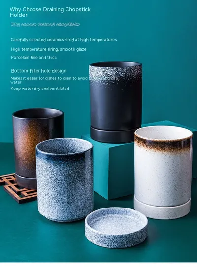 Japanese-style Ceramic Chopsticks Holder Household Tableware Storage Box