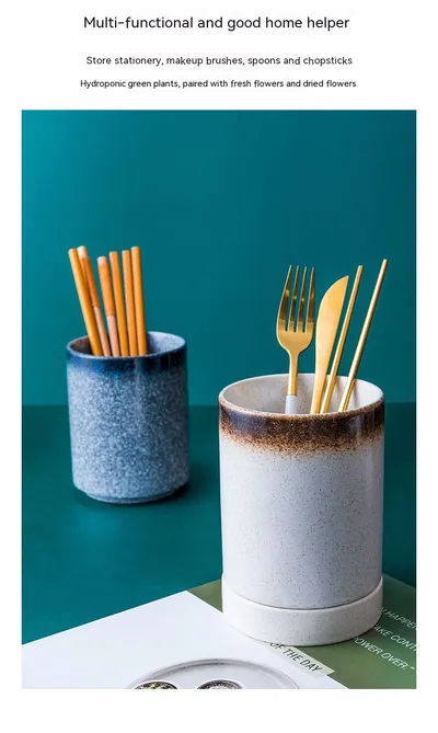 Japanese-style Ceramic Chopsticks Holder Household Tableware Storage Box