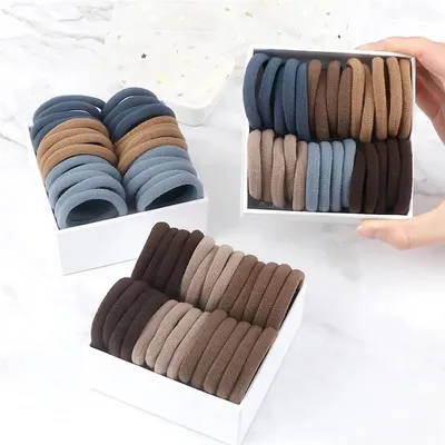 ربطات شعر على شكل حلقات مناشف، 4 سم، لون موحد، حبل شعر مطاطي، إكسسوار شعر نسائي طويل لذيل الحصان