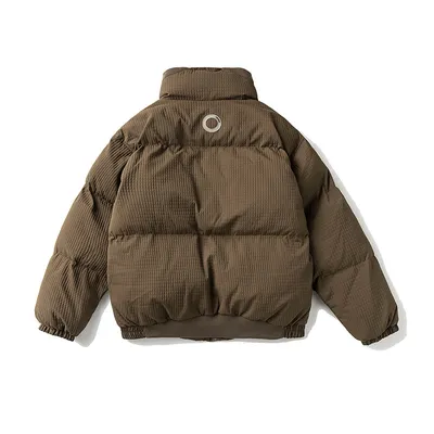 Solid Color Small Plaid Stand Collar Japanese-style Retro Cotton-padded Jacket For Men