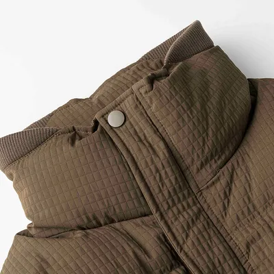 Solid Color Small Plaid Stand Collar Japanese-style Retro Cotton-padded Jacket For Men