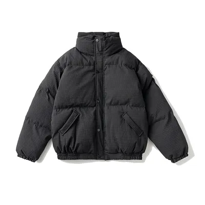 Solid Color Small Plaid Stand Collar Japanese-style Retro Cotton-padded Jacket For Men