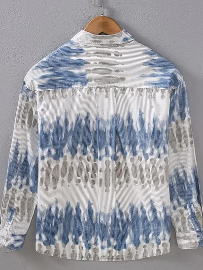 Casual Men's Youth Small Square Collar Shirt Solid Color Printing All-matching