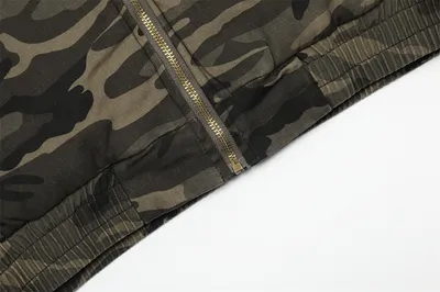 American Retro Camouflage Hooded Cotton Jacket For Men