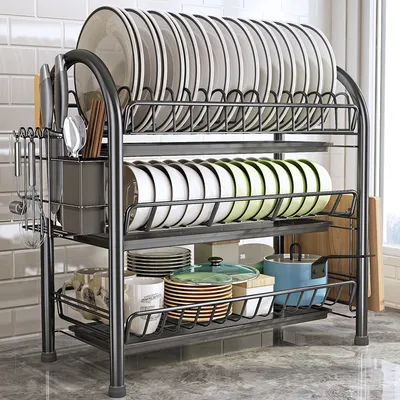 Multi-layer Floor Draining Bowl Rack Kitchen Shelf Countertop Dish Storage Knife And Fork Cabinet Dish Rack Storage Product