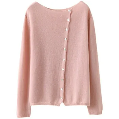 French Style Retro Crew Neck Single-breasted Cashmere Knitted Cardigan Women's Autumn Thin Casual Versatile Slimming Outer Tops