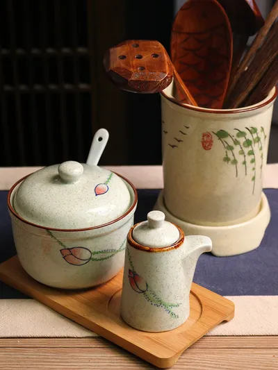 Japanese Style Hand Drawn Ceramic Chopsticks Holder Commercial Household Draining Chopsticks Shelf Boxes Cutlery Tray Kitchen Storage