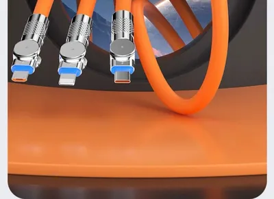 Zinc Alloy Rotating Machine Quick Charge With Light Three-in-one Data Cable