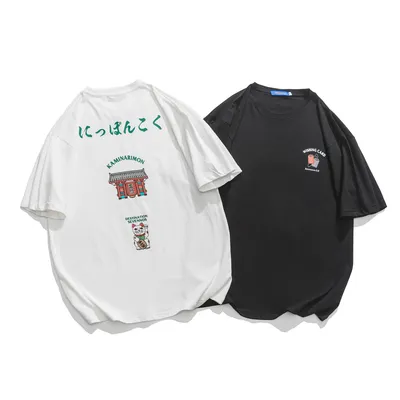 Trendy Back Japanese Style Creative Printed Short Sleeve