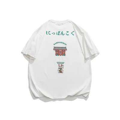 Trendy Back Japanese Style Creative Printed Short Sleeve