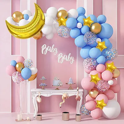 Blue Gender Reveal Theme Arch Balloon Chain Suit