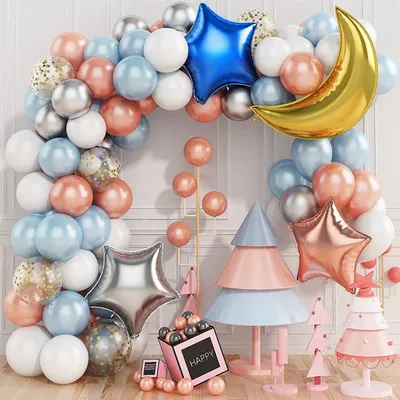 Blue Gender Reveal Theme Arch Balloon Chain Suit