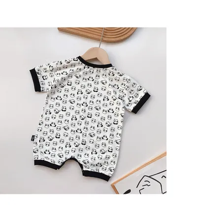Newborn Jumpsuit Short Sleeve Baby Cartoon Panda Romper