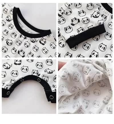 Newborn Jumpsuit Short Sleeve Baby Cartoon Panda Romper