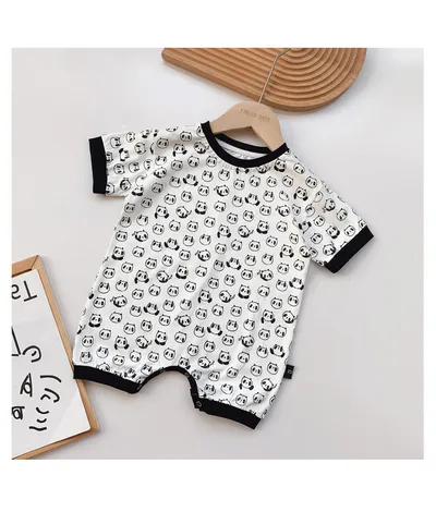 Newborn Jumpsuit Short Sleeve Baby Cartoon Panda Romper