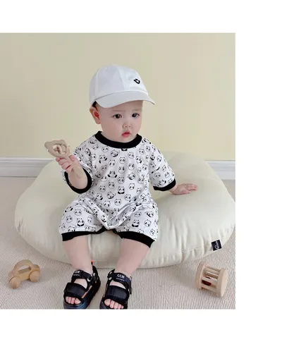 Newborn Jumpsuit Short Sleeve Baby Cartoon Panda Romper