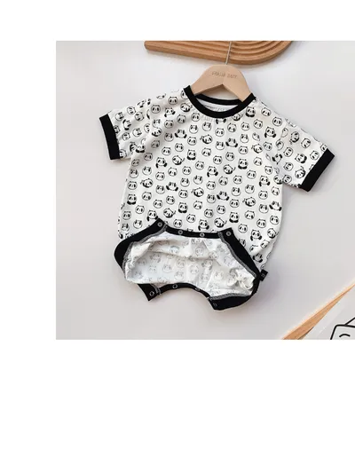Newborn Jumpsuit Short Sleeve Baby Cartoon Panda Romper