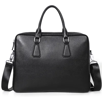 Handbag Men's Leather Briefcase Cowhide Horizontal Large Capacity