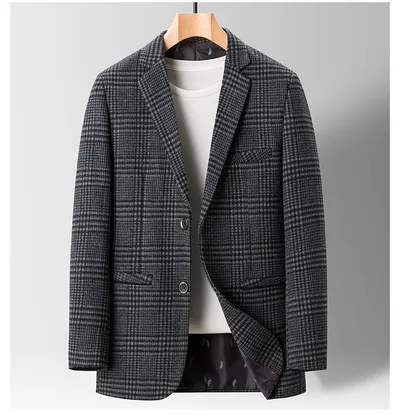 Spring Summer Slim-fit Casual Plaid Men's Suit Jackets