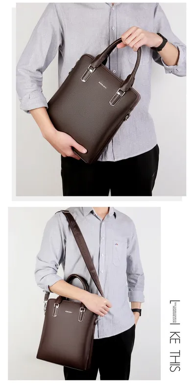 Men's Handbag Double Pull Large Capacity Business Computer Bag Authentic Leather Tactile Feel