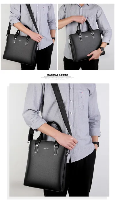 Men's Handbag Double Pull Large Capacity Business Computer Bag Authentic Leather Tactile Feel