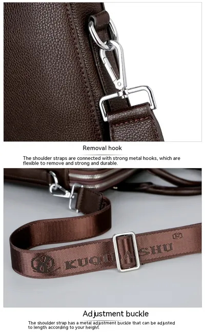 Men's Handbag Double Pull Large Capacity Business Computer Bag Authentic Leather Tactile Feel