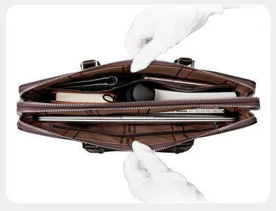 Men's Handbag Double Pull Large Capacity Business Computer Bag Authentic Leather Tactile Feel