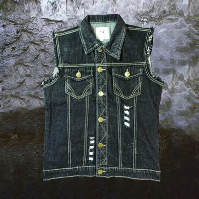 Leisure Punk Skull Bones Denim Locomotive Turn-down Collar Coat