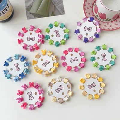 New Children's Barrettes 10 PCs Colorful Cartoon Baby Small Jaw Clip Bangs Broken Hair Princess