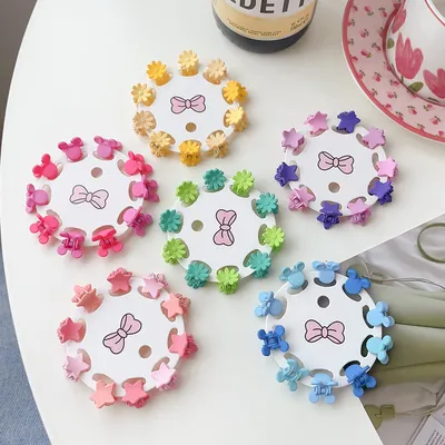 New Children's Barrettes 10 PCs Colorful Cartoon Baby Small Jaw Clip Bangs Broken Hair Princess