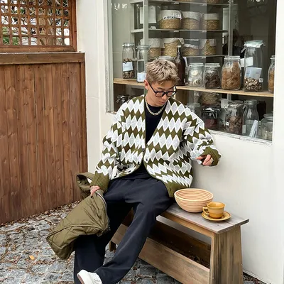 V-neck Sweater Cardigan Men's Coat Loose Sweater
