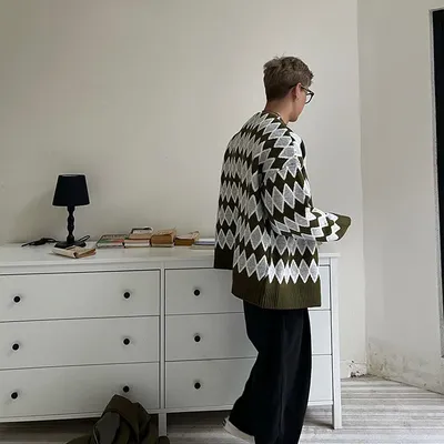 V-neck Sweater Cardigan Men's Coat Loose Sweater