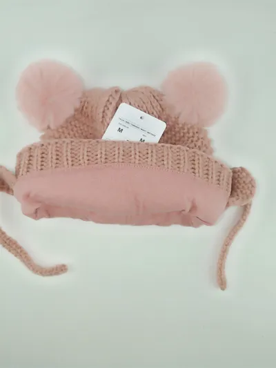 Fake Fur Ball Decorative Baby Knitted Wool Hat Knitted Scarf Two-piece Set