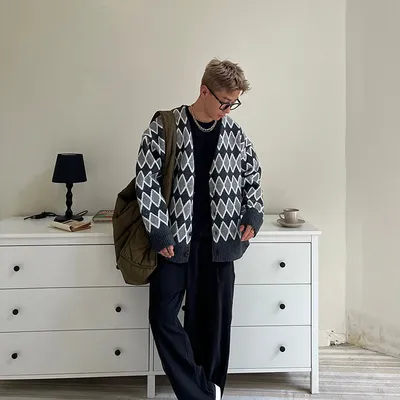 V-neck Sweater Cardigan Men's Coat Loose Sweater