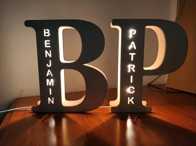 Custom Wooden Engraved USB LED Night Light 24 Letter Bedroom Home Decoration Birthday Gift for Friend Decorative Wall Lamp
