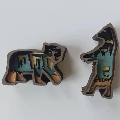 Multi-layer Wooden 3D Forest Animal Wooden Crafts
