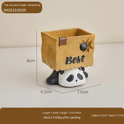 Cute Panda Pen Holder Creative Office Desk Ornaments Decoration Supplies Storage Box