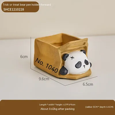 Cute Panda Pen Holder Creative Office Desk Ornaments Decoration Supplies Storage Box