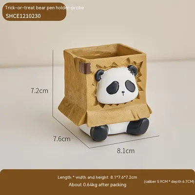 Cute Panda Pen Holder Creative Office Desk Ornaments Decoration Supplies Storage Box