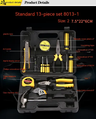 13-piece Multi-functional Hardware Kits Dual Use In Car And Home Combination Toolbox With Sharp